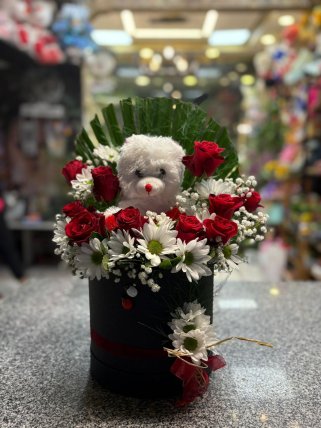 Romantik Ayıcık Çiçek Aranjmanı