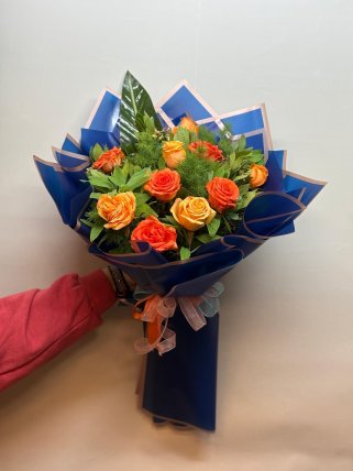 Sarı Turuncu Gül Buketi, kütahya çiçek siparişi