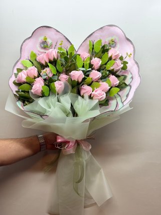 Romantik Yapay Pembe Gül Buketi