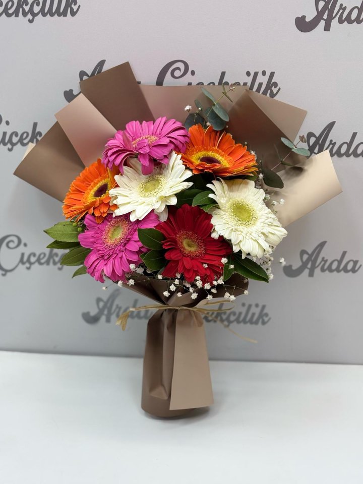 karışık gerbera buketi