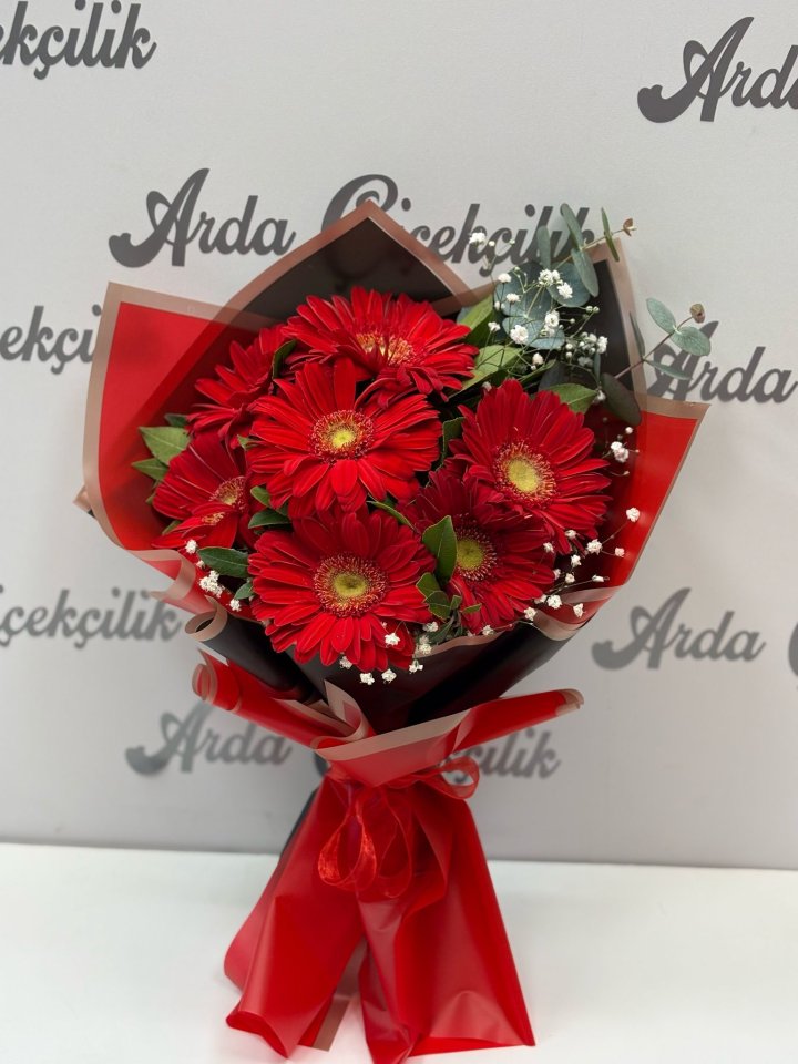 7'li Kırmızı Gerbera Buketi