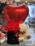 Çiçekçi - Sevgi Dolu Ayıcık ve Yapay Gül Aranjmanı
